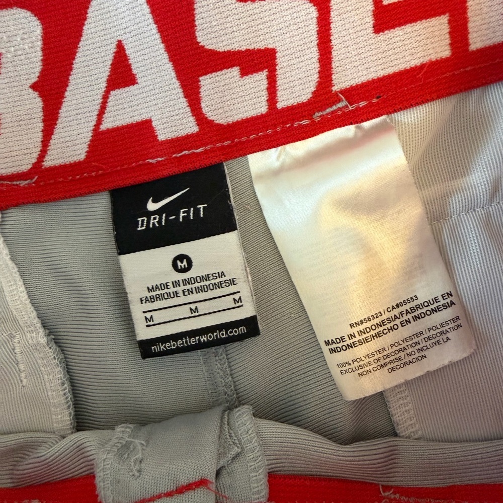 Men’s Nike Baseball Pants Light Gray with Red Accents size M dri fit EUC! - Picture 6 of 8
